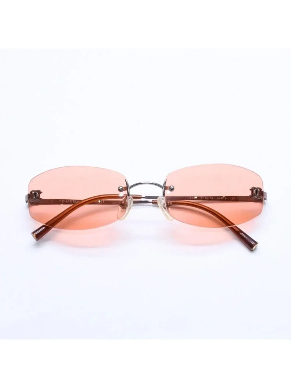 Chanel Sunglasses Eyewear Orange Lens CC Logo Silver